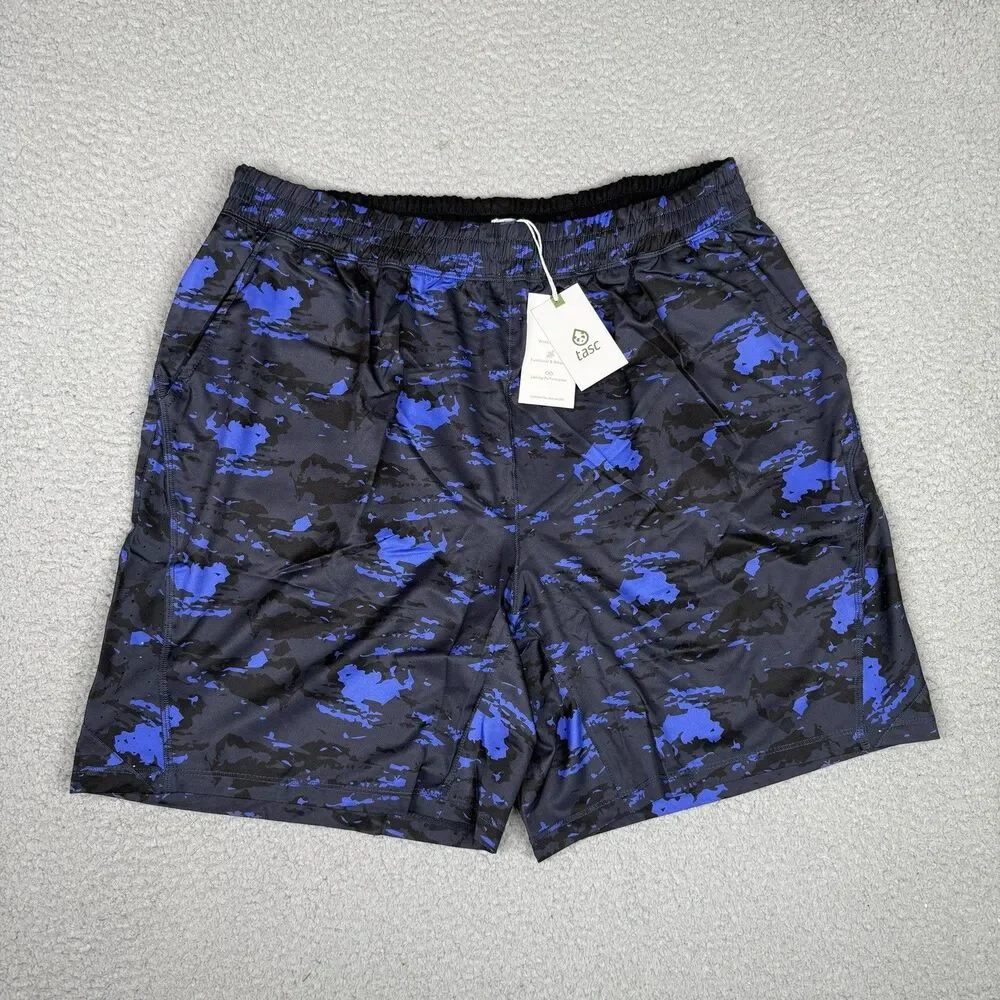 tasc Performance Weightless Shorts Mens XL Blue Black Camo 7